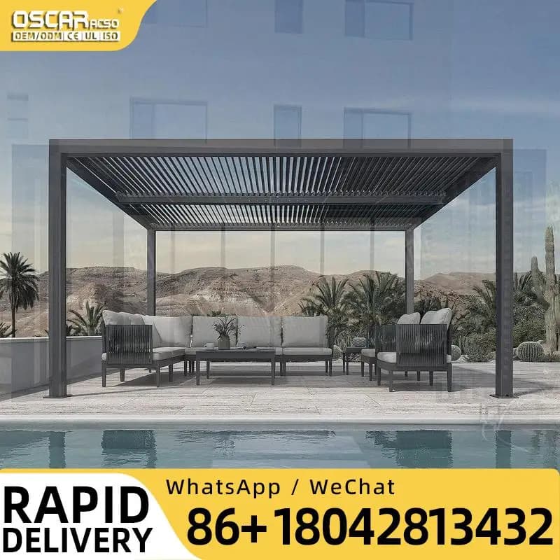 Pergola bioclimatique manuelle en aluminium pour jardin