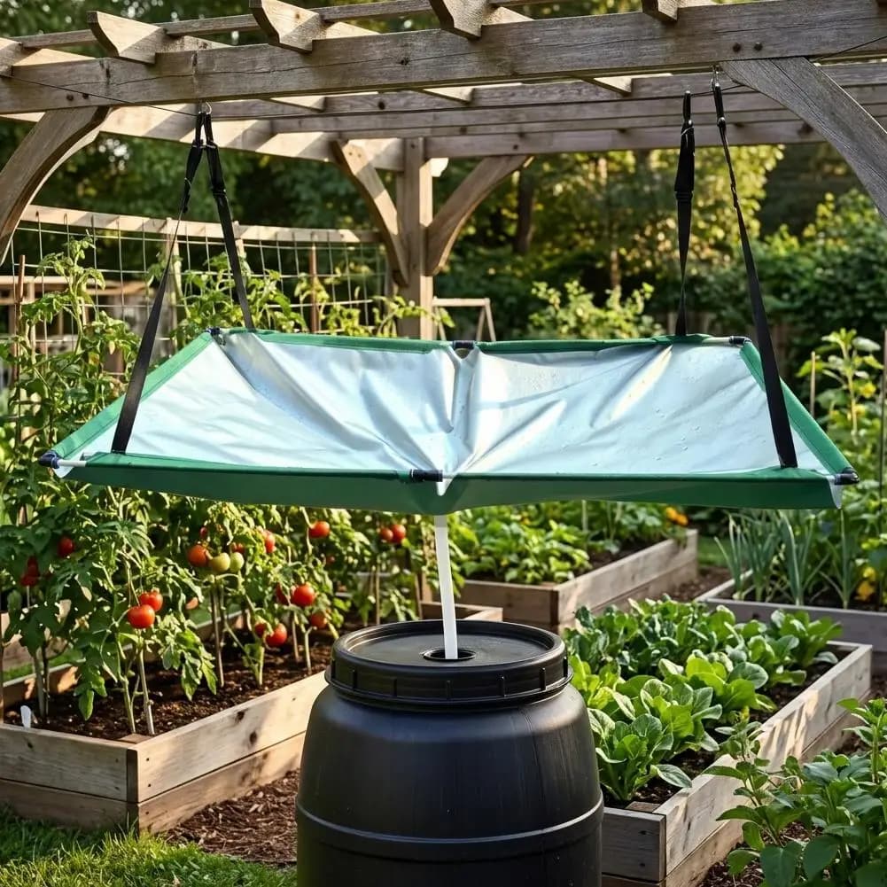 Collecteur d'eau de pluie pour jardin, tapis de récupération d'eau avec tuyau, filtre attrape-pluie pour pelouse, extérieur, jardin, balcon, camping