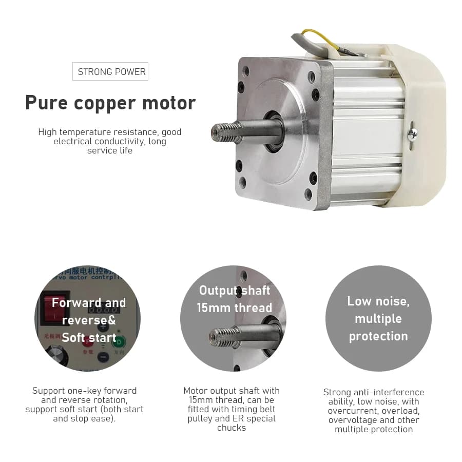 Kit de moteur servo sans balais 550W-2200W, moteur servo à couple élevé tout en cuivre avec contrôleur de vitesse numérique pour équipement industriel
