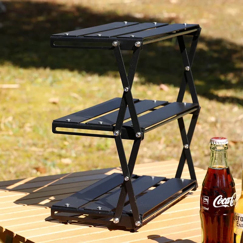 Support de rangement de gril en bois et acier pour Camping, poêle de pique-nique Portable, support de barbecue