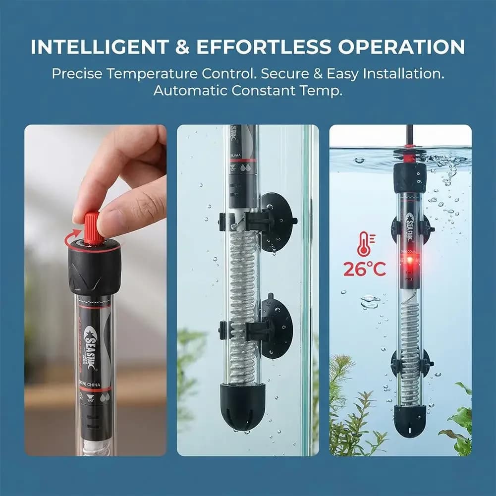 Chauffe-eau d'aquarium réglable 25W-300W, thermostat submersible à température constante automatique pour aquarium