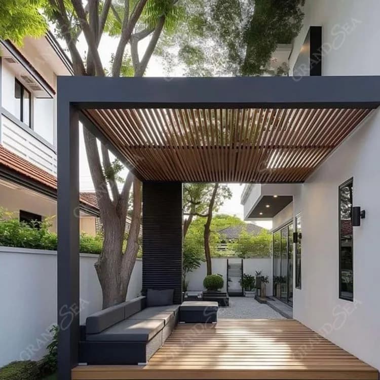 Système de toit à persiennes motorisé pour jardin extérieur Pergola bioclimatique