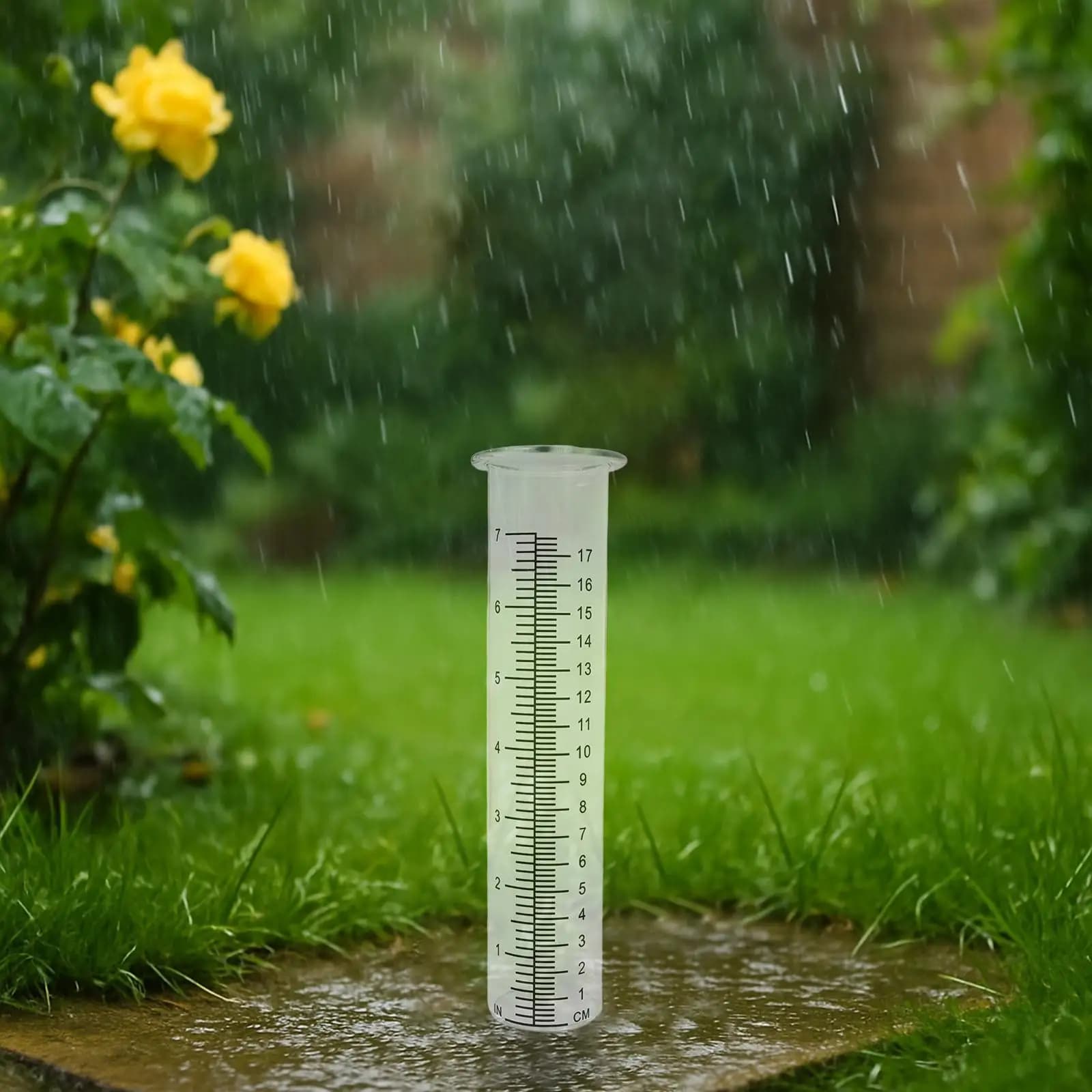 Jauge de pluie extérieure, jauge d'eau de pluie décorative avec échelle pour terrasse de ferme