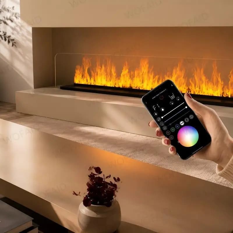 Cheminée électrique moderne à vapeur d'eau, sans fumée, sans cendres, effet de flamme réaliste, cheminée à flamme sûre, décoration intérieure