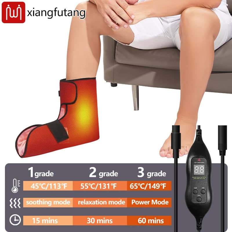 Coussin chauffant pour les pieds, Massage par vibrations, 3 niveaux de température, chauffe-cheville électrique chauffant pour la relaxation et le soutien des pieds