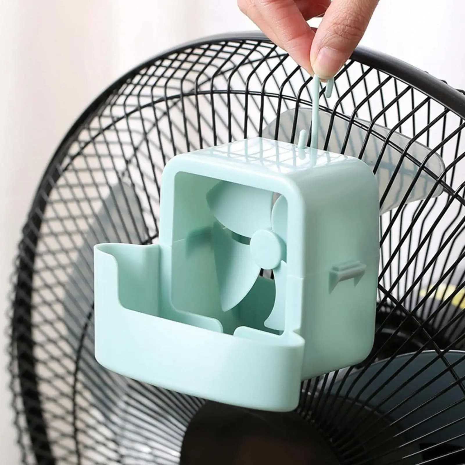 Ventilateur humidificateur rafraîchisseur d'air sur pied avec mini-réservoir d'eau, dispositif de refroidissement par glace suspendable pour soulager la chaleur estivale, pour sol et bureau