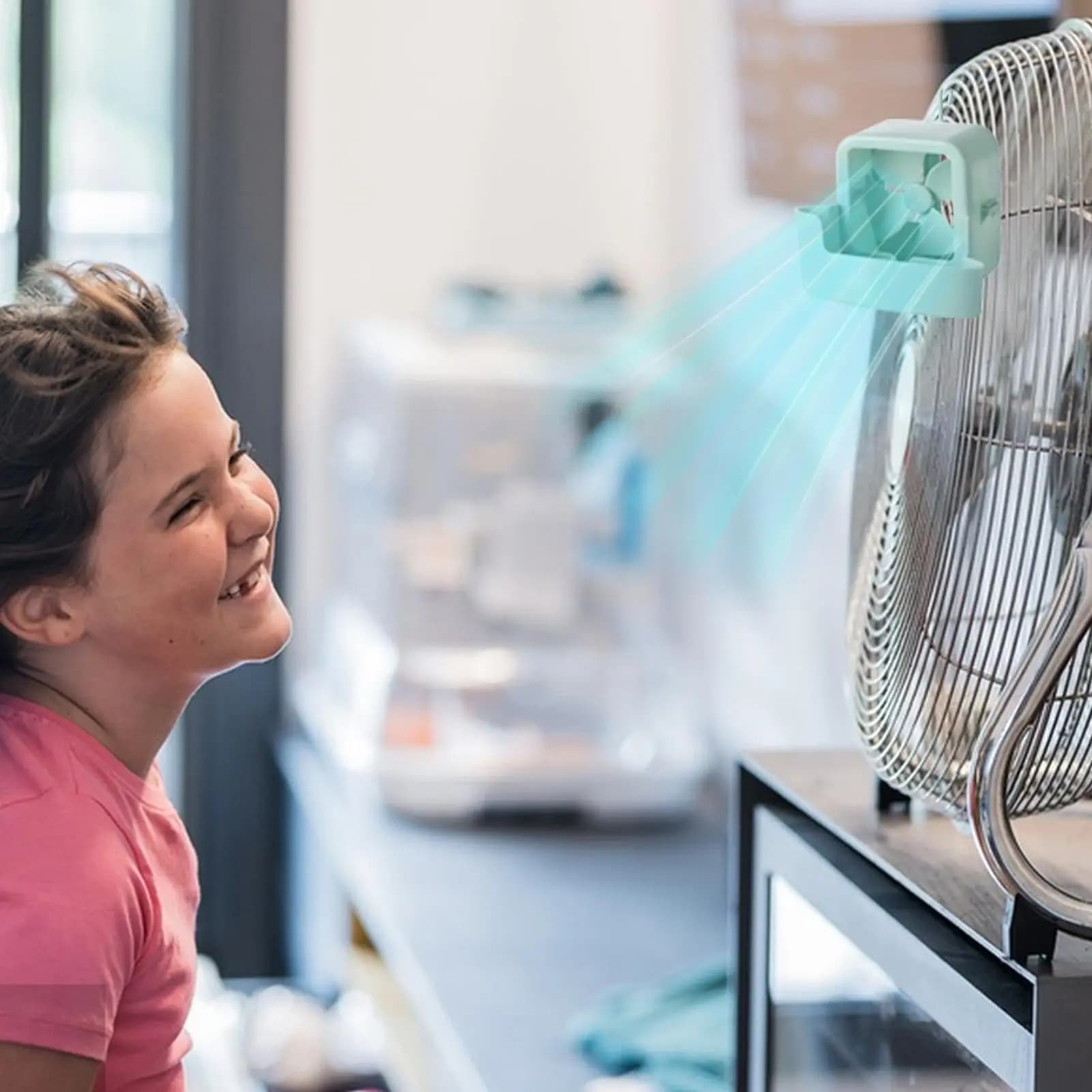 Ventilateur humidificateur rafraîchisseur d'air sur pied avec mini-réservoir d'eau, dispositif de refroidissement par glace suspendable pour soulager la chaleur estivale, pour sol et bureau