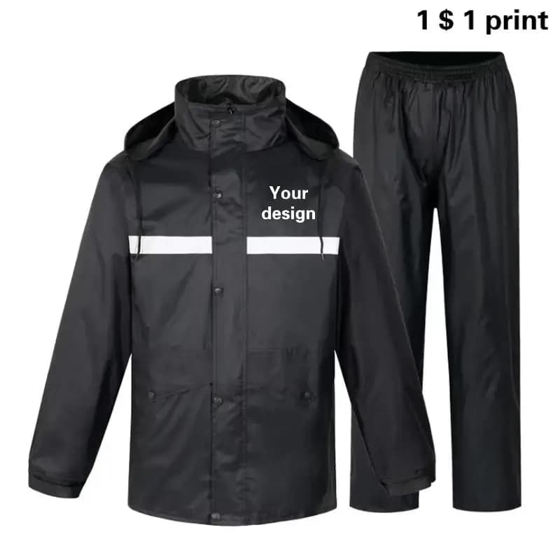 Imperméable de coulée avec logo personnalisé, pantalon de pluie imbibé, trafic, assainissement, patrouille, poncho de sécurité fendu, vêtements de pluie