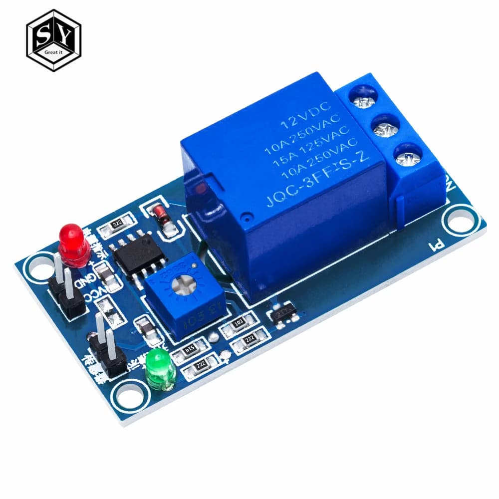1 ensemble de modules de capteur de pluie + module de contrôle de relais DC 5 V/12 V : kit de détection de gouttes de pluie – Compatible pour Arduino