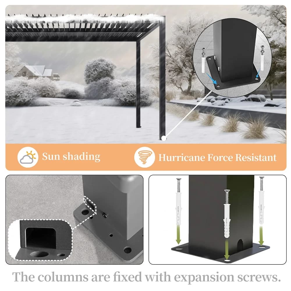 Pergola extérieure en aluminium imperméable à l'eau avec lames orientables pour jardin