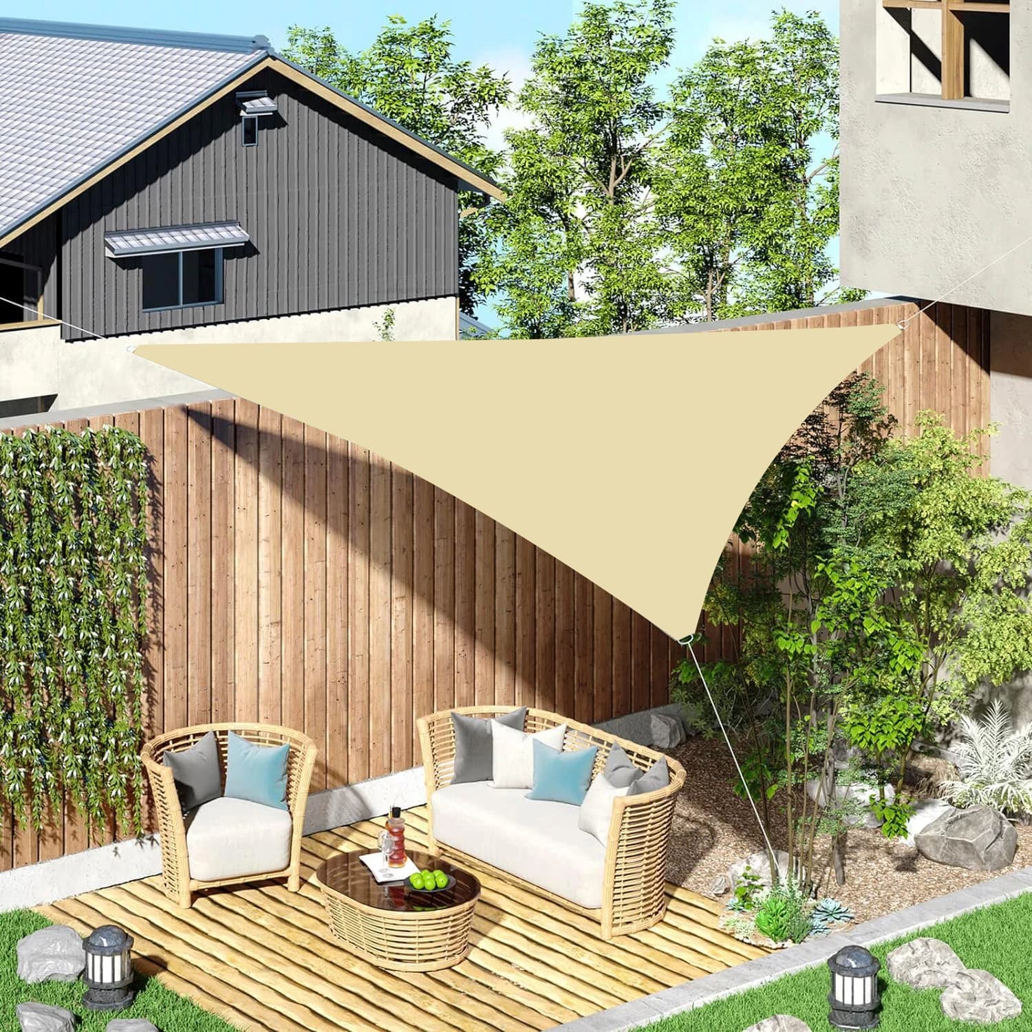 Voile d'ombrage triangulaire beige
