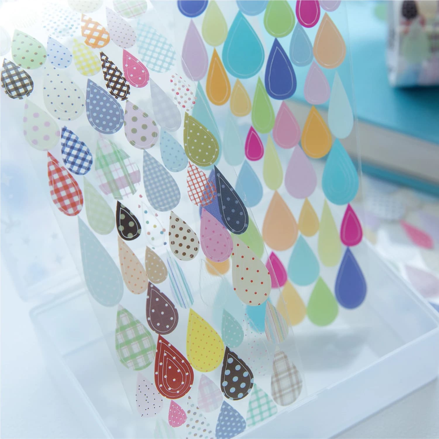 Ruban découpé 50mm x 2m, Série Saison Pluvieuse, motif goutte de pluie aux couleurs artistiques, pour DIY, scrapbooking et fournitures de journalisation esthétiques