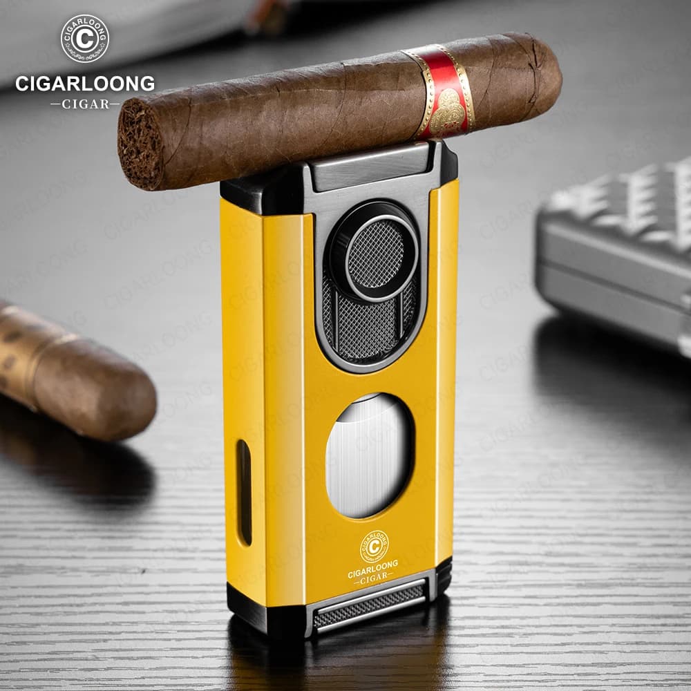 Allume-cigare Portable pratique multifonctionnel 3 en 1, trois feux droits, lisse, porte-ciseaux en V, emballage de boîte-cadeau CB-24FT2