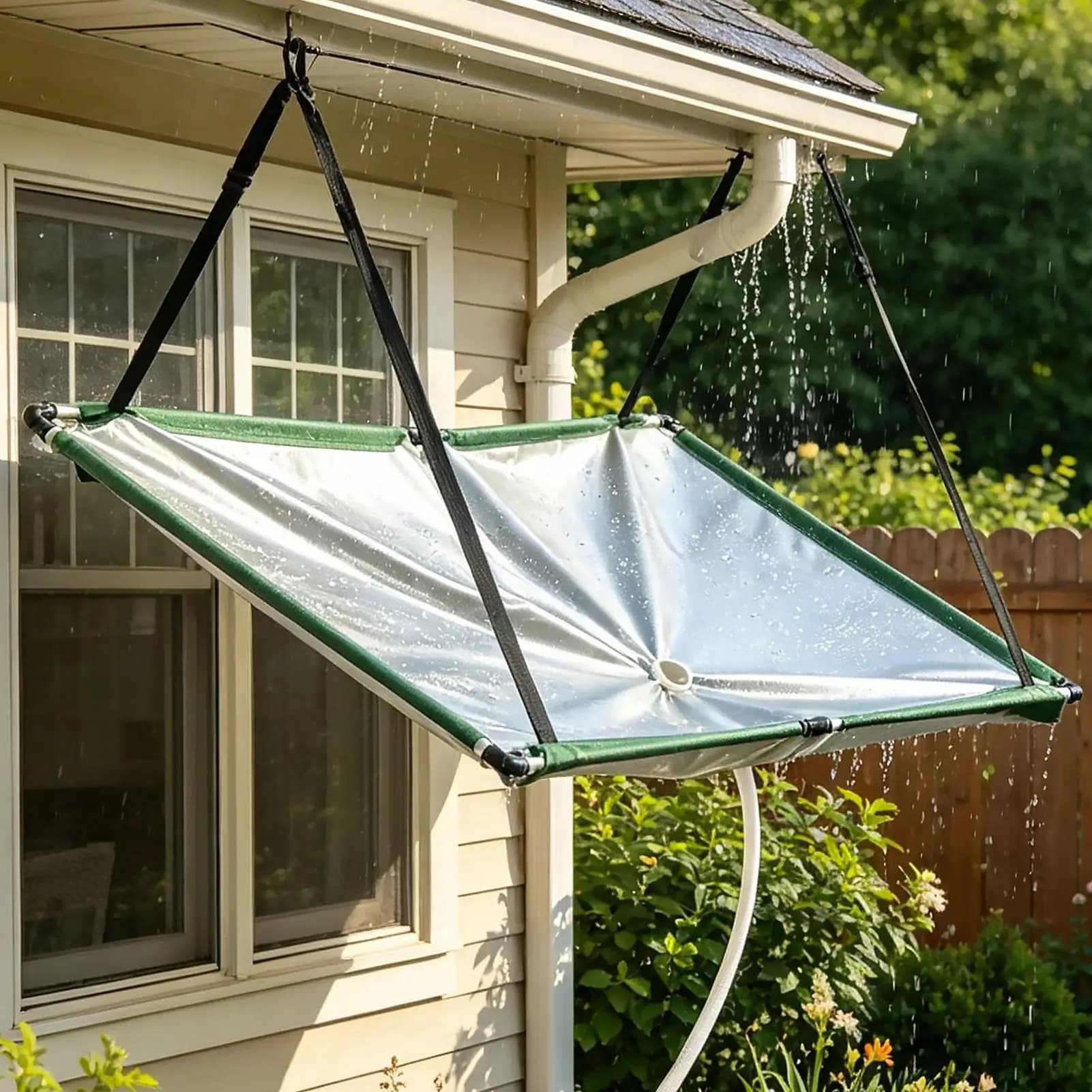 Collecteur d'eau de pluie pour jardin, tapis de récupération d'eau avec tuyau, filtre attrape-pluie pour pelouse, jardin extérieur, cour, balcon, camping