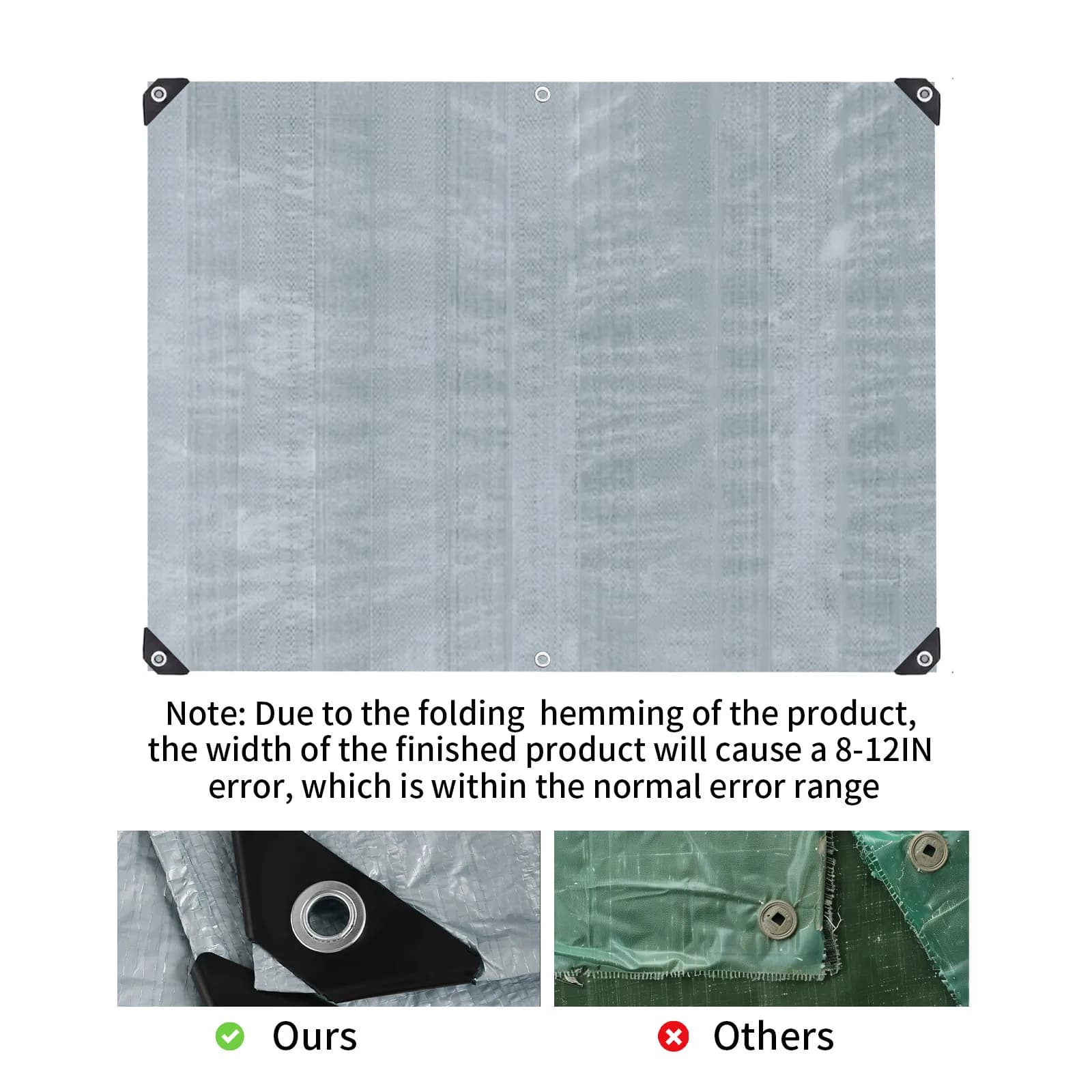 Grande bâche imperméable multi-usage avec œillets métalliques et bords renforcés pour jardin