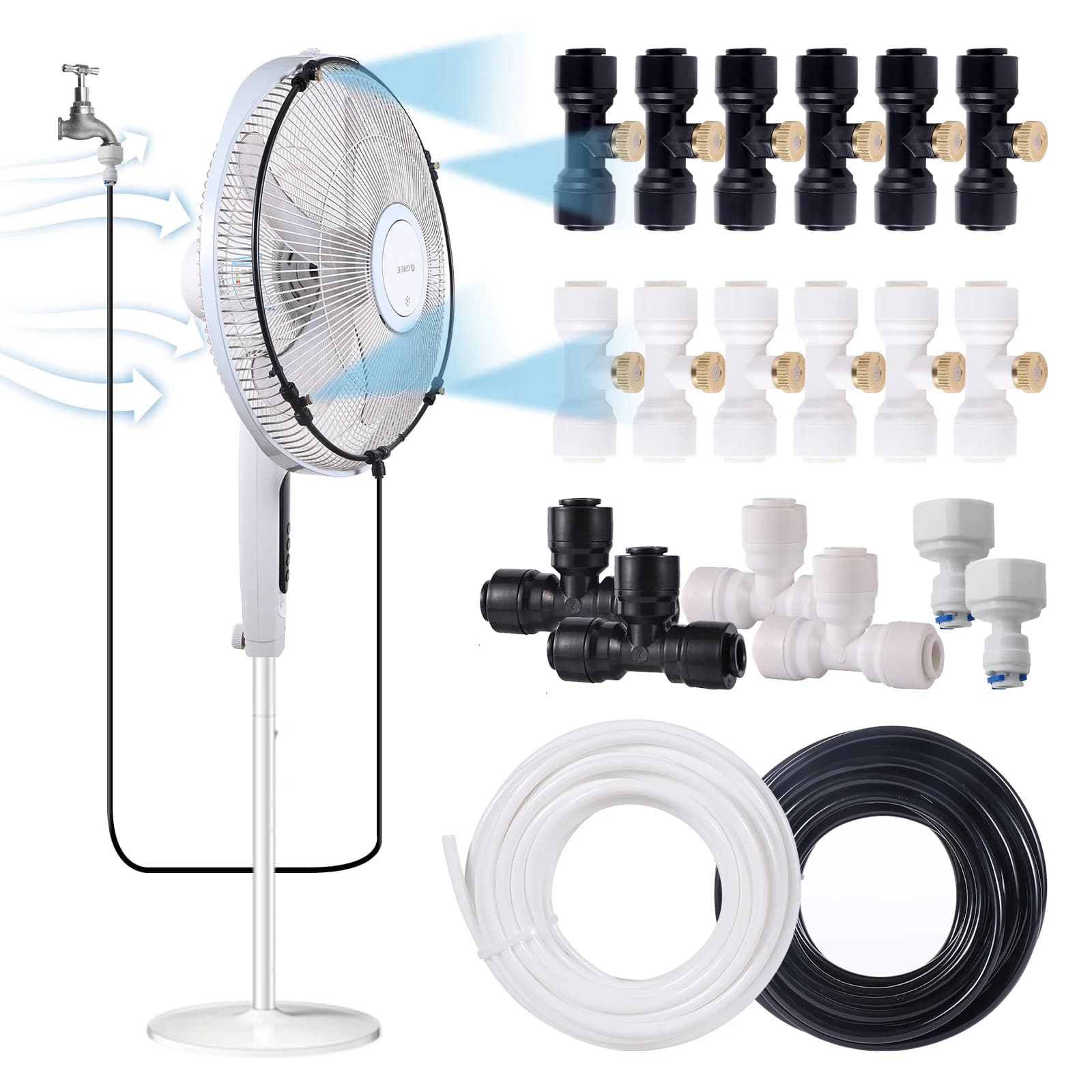 Système de brumisation de refroidissement extérieur, 3/6/10m, pour Patio, terrasse, ventilateur, nébuliseur, atomisation, Dissipation thermique d'été, ensemble de buses de brouillard