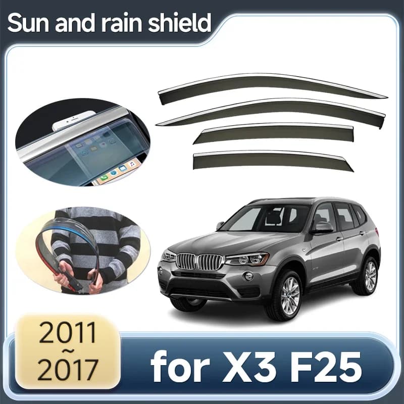 Pare-soleil et pluie pour BMW Bery F25 2011 ~ 2017 2016, 4 pièces, déflecteurs de vent, pare-pluie, pare-brise automatique, accessoires de voiture
