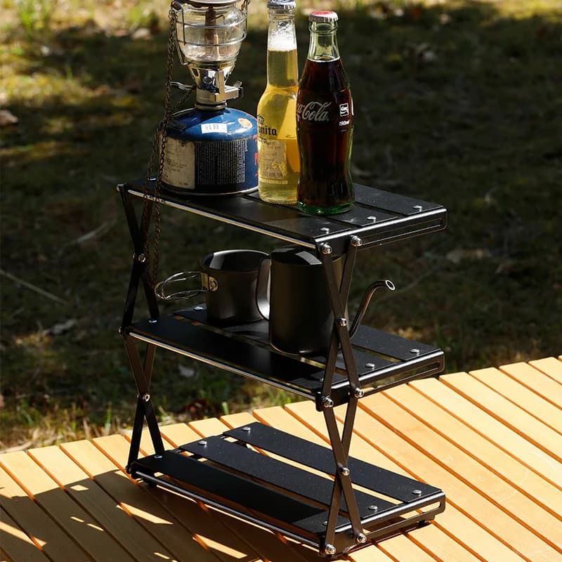 Support de rangement de gril en bois et acier pour Camping, poêle de pique-nique Portable, support de barbecue