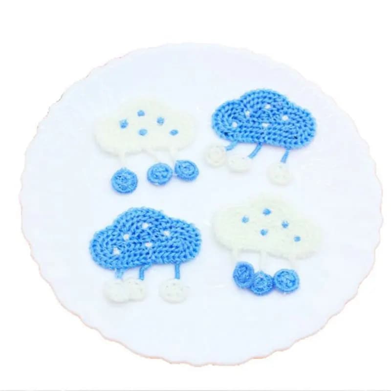 Nuage pluvieux de dessin animé brodé tricoté, 40 pièces, pour bricolage de vêtements, chaussures et chapeaux, Appliques de décoration
