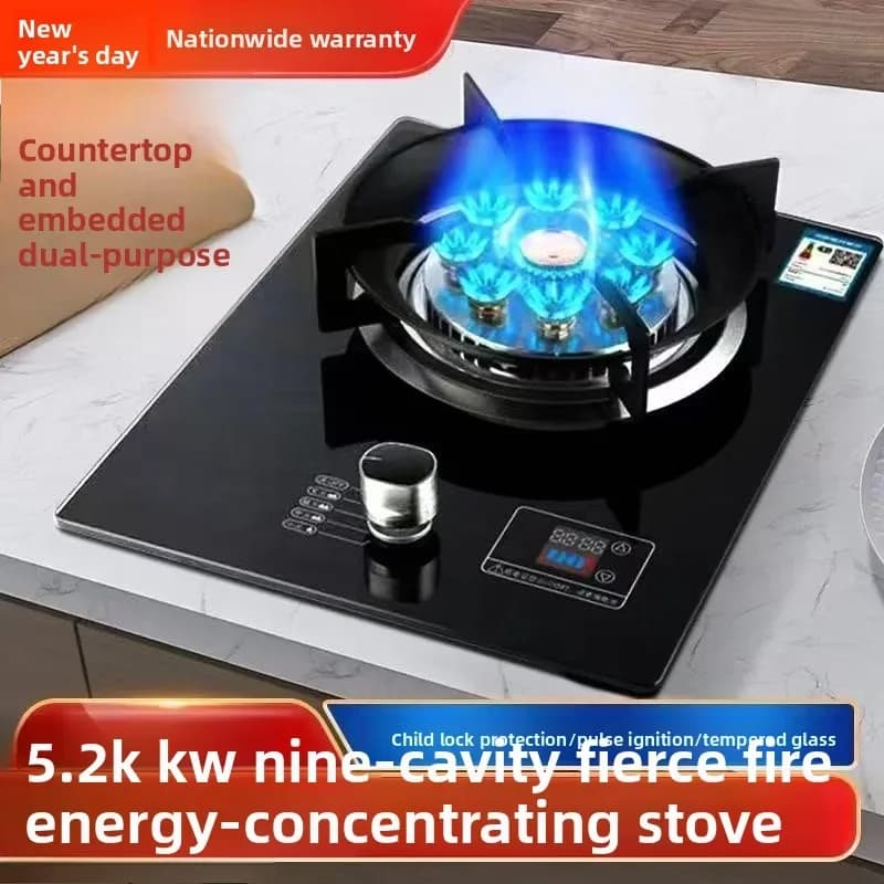 Cuisinière à gaz à brûleur unique Haotaitai, haute puissance, GPL, gaz naturel, plaque de cuisson de table, entièrement en cuivre QBA