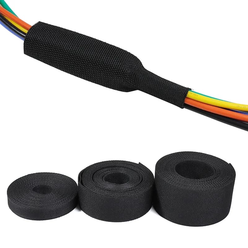 Manchon de câble tressé thermorétractable, ID 6 ~ 100mm, isolation ignifuge, gaine d'enveloppe de fil, Protection PET, organisateur de ligne automatique