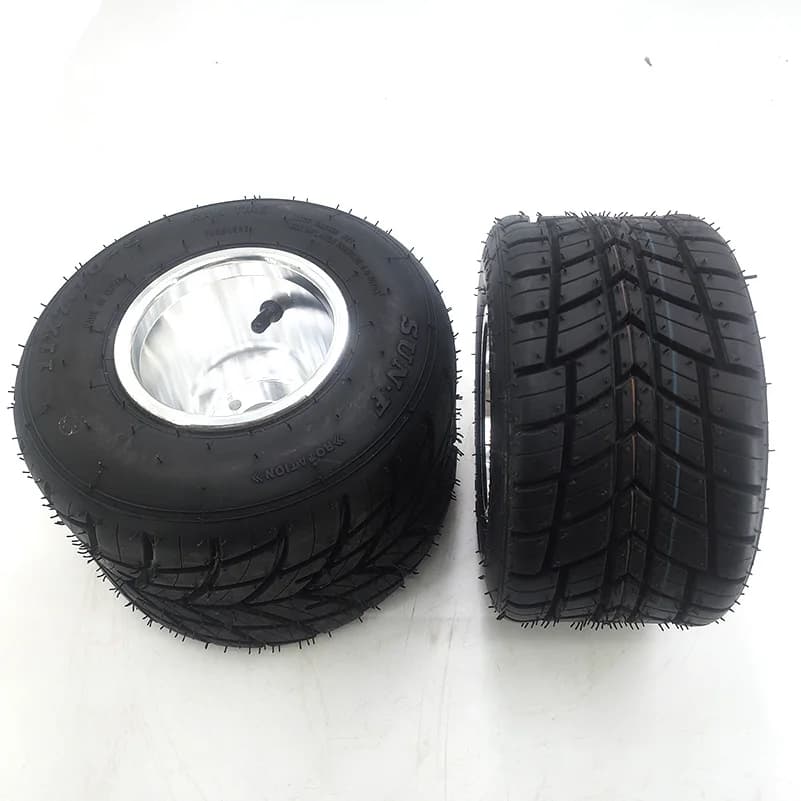 Pneus de pluie pour karting, roues DIY Karting, pneus avant 10x4.50-5, pneus arrière 11x7.10-5, pneus de route sous vide avec moyeu en alliage d'aluminium de 5 pouces