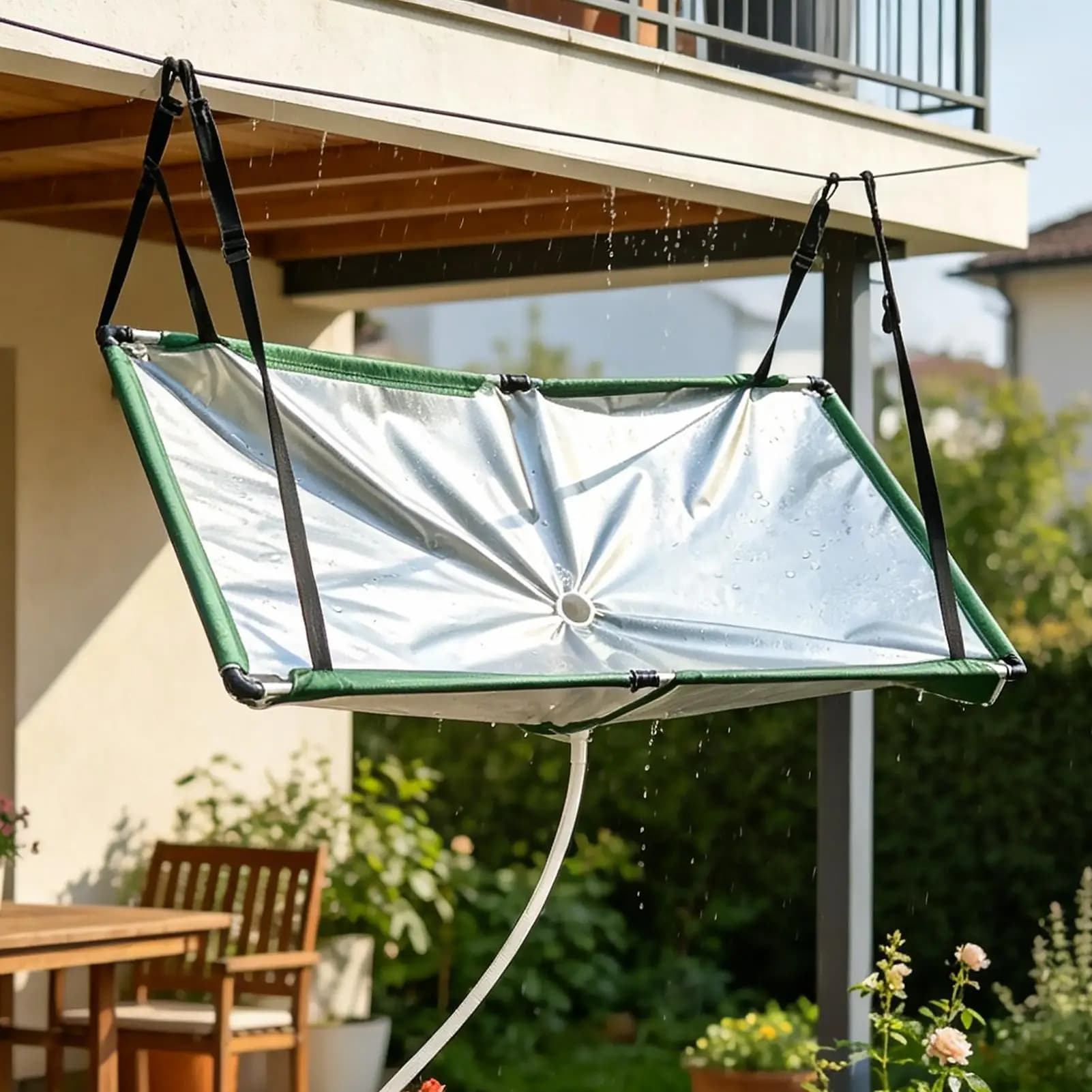 Collecteur d'eau de pluie pour jardin, tissu de récupération d'eau avec tuyau, filtre attrape-pluie pour pelouse, extérieur, jardin, balcon, camping