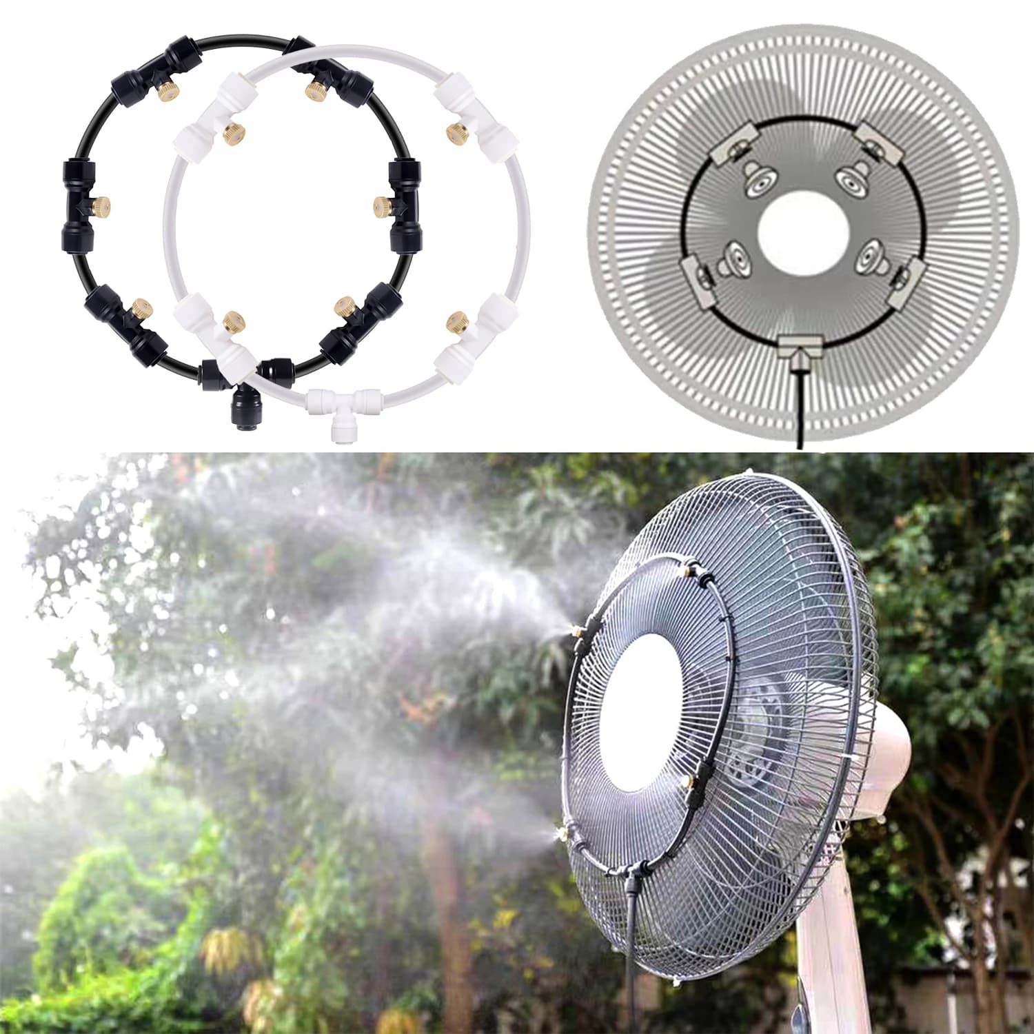 Système de brumisation de refroidissement extérieur, 3/6/10m, pour Patio, terrasse, ventilateur, nébuliseur, atomisation, Dissipation thermique d'été, ensemble de buses de brouillard