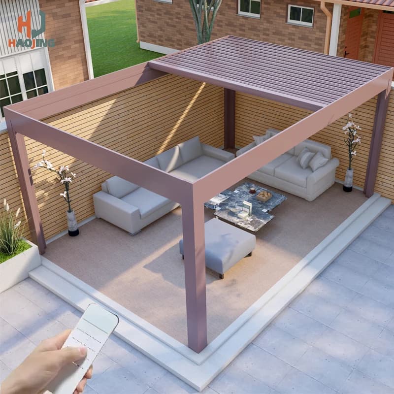 Pergola Bioclimatique Automatique en Aluminium Télescopique 4x3 pour Jardin Extérieur