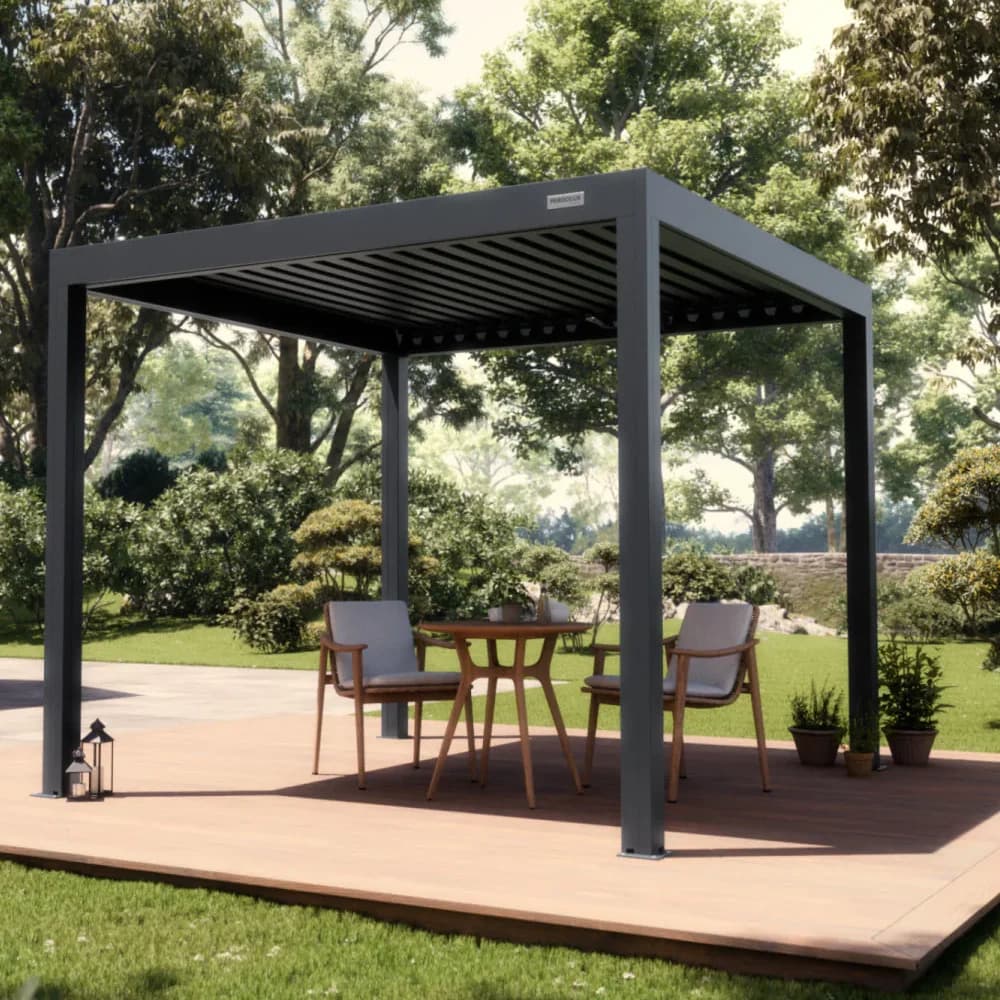 Gazebo Grand Patio 4 X 4 Pergola étanche à la pluie Structure en aluminium de luxe avec éclairage et système de drainage intégrés