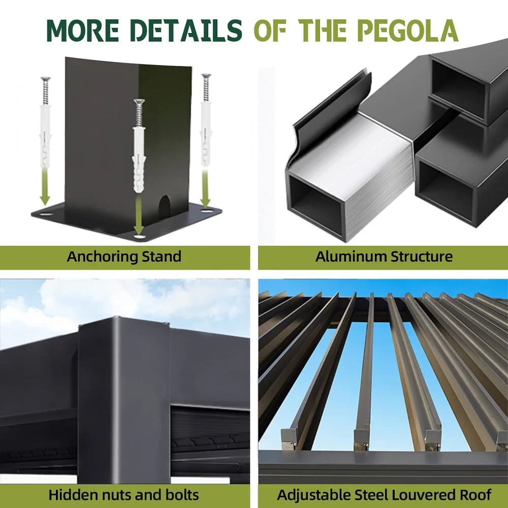 Pergola bioclimatique manuelle en aluminium pour jardin