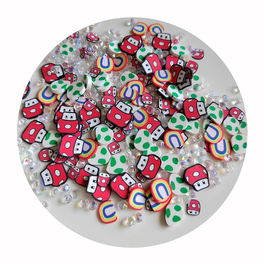 Oeuf arc-en-ciel de pièce plus lente d'anime de bande dessinée, tranche mélangée, argile polymère, arrose pour l'artisanat, bricolage exécutif, remplissage de boue de cristal, matériel d'ongle