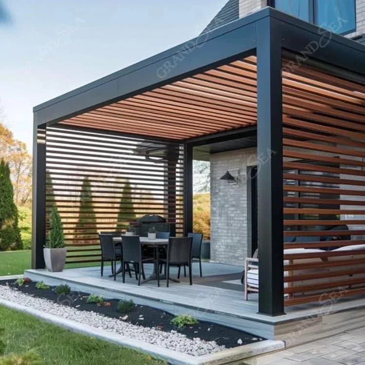 Système de toit à persiennes motorisé pour jardin extérieur Pergola bioclimatique