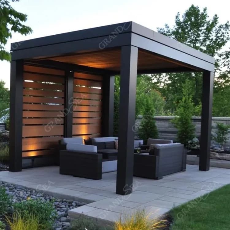 Système de toit à persiennes motorisé pour jardin extérieur Pergola bioclimatique