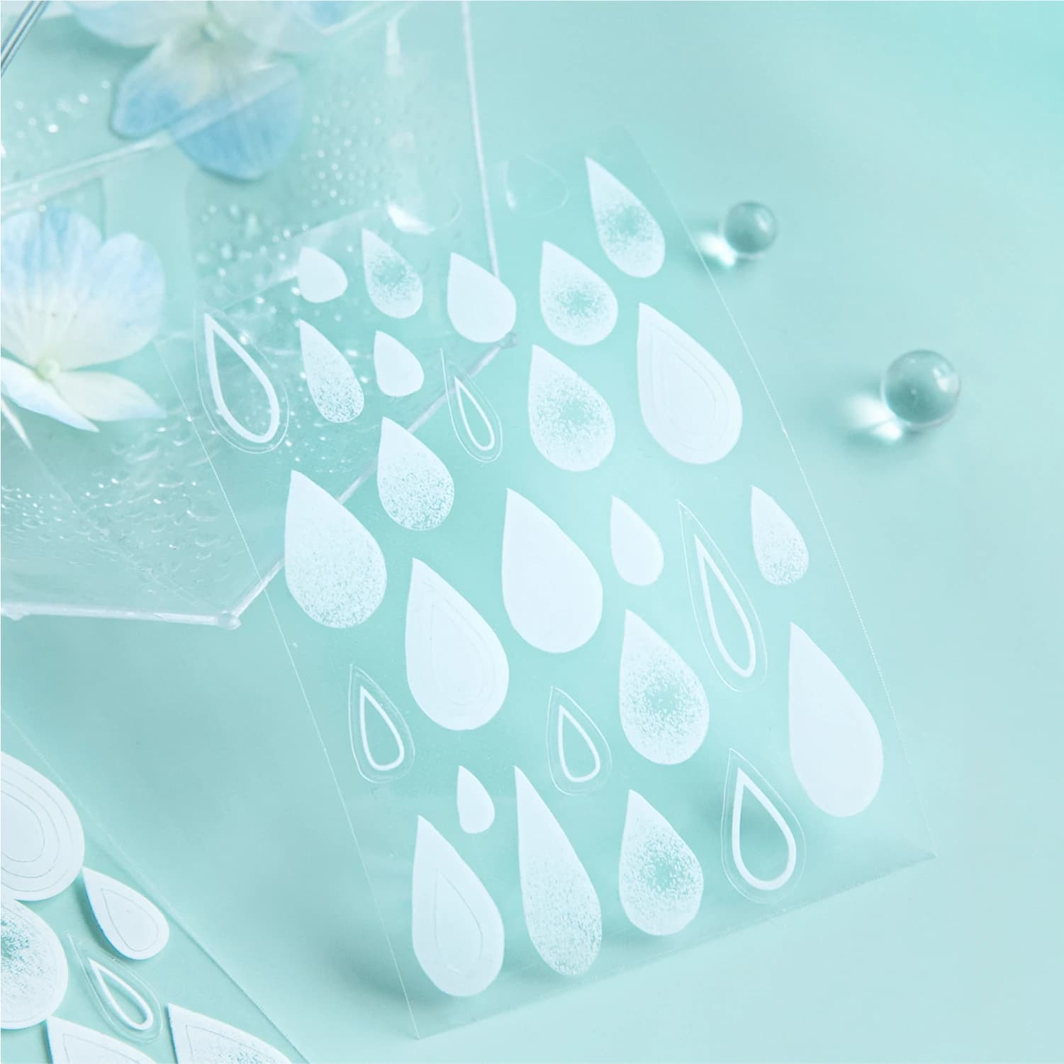 Ruban découpé 50mm x 2m, Série Saison Pluvieuse, motif goutte de pluie aux couleurs artistiques, pour DIY, scrapbooking et fournitures de journalisation esthétiques