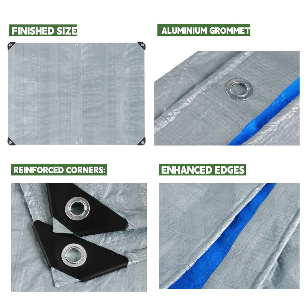 Grande bâche imperméable multi-usage avec œillets métalliques et bords renforcés pour jardin