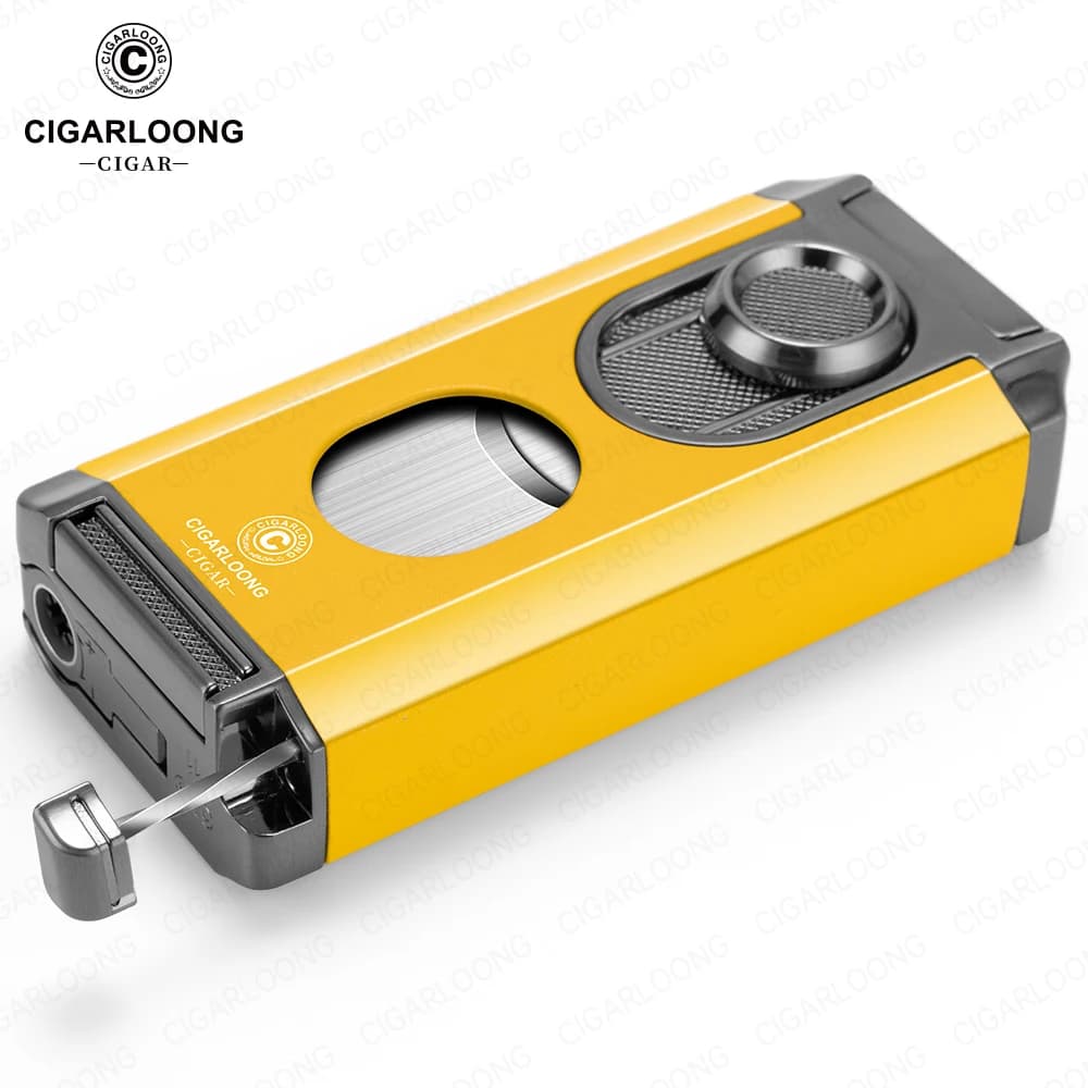 Allume-cigare Portable pratique multifonctionnel 3 en 1, trois feux droits, lisse, porte-ciseaux en V, emballage de boîte-cadeau CB-24FT2