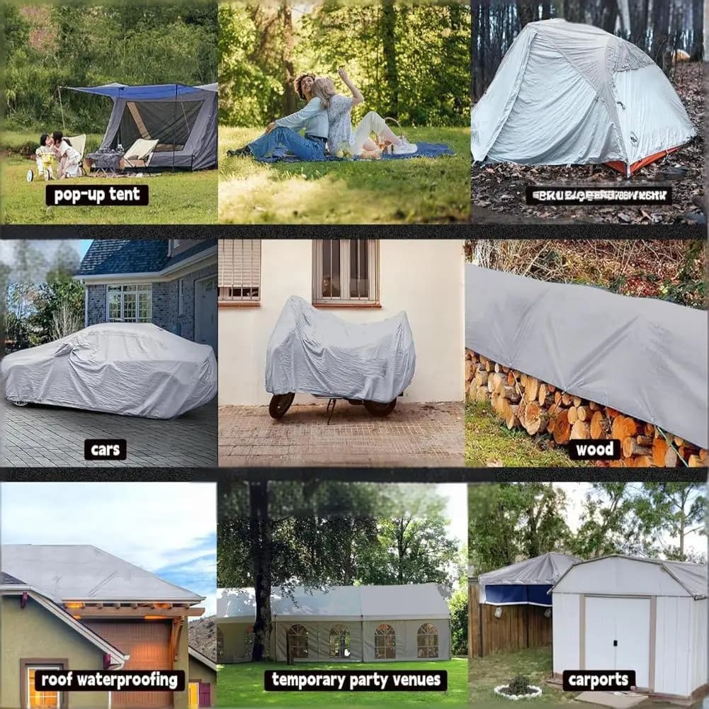 Grande bâche imperméable multi-usage avec œillets métalliques et bords renforcés pour jardin