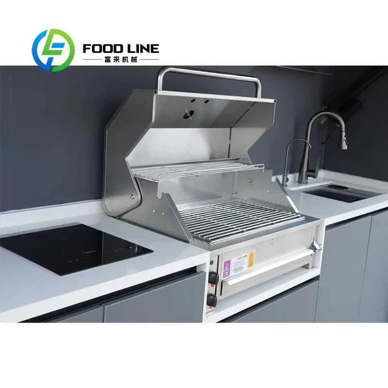 Pergola sur mesure en promotion : Ensemble de cuisine modulaire moderne pour barbecue extérieur avec réfrigérateur et