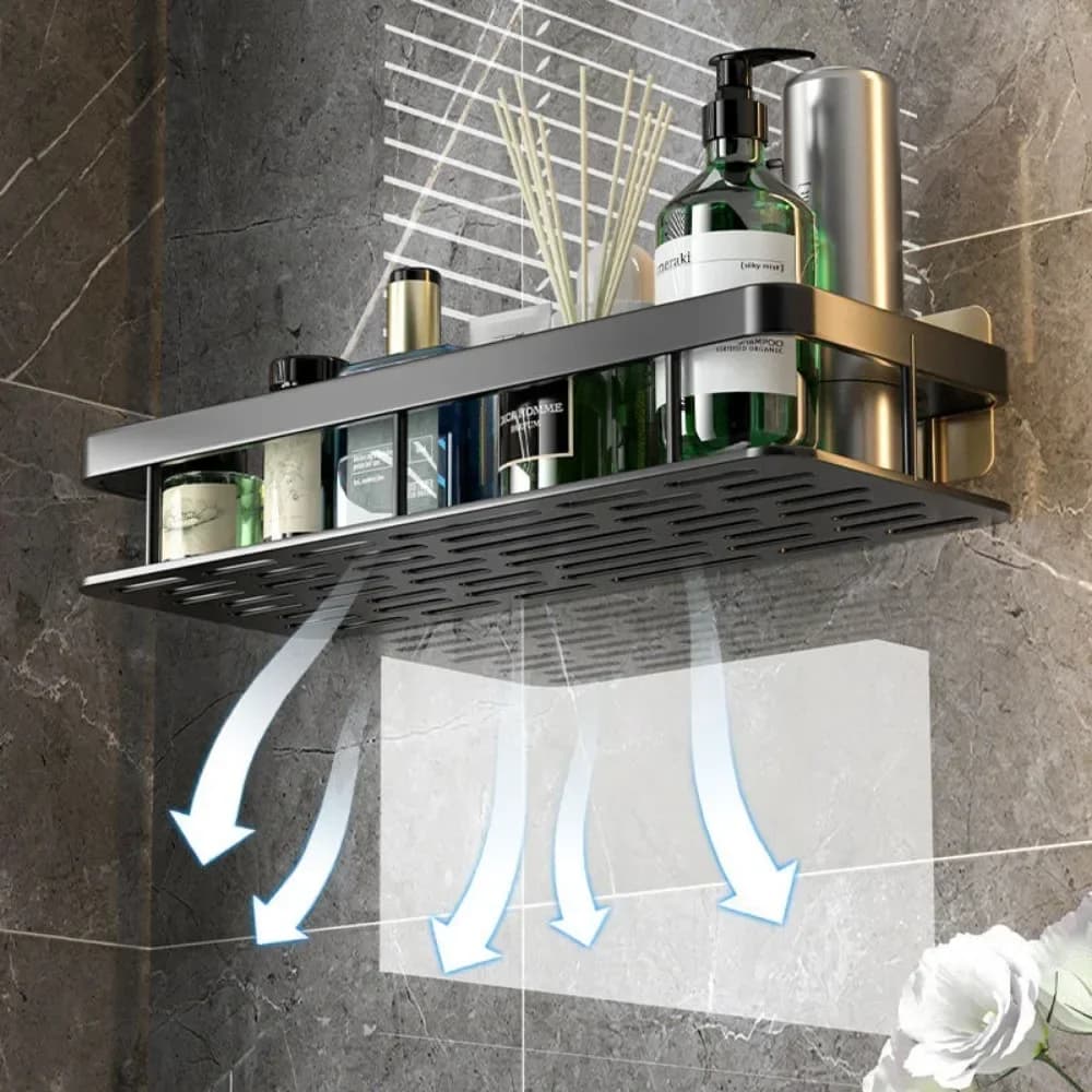 Support de douche mural de grande capacité, sans perçage, pour salle de bain, cuisine, gain de place, installation facile, magasin de produits de toilette, cosmétiques