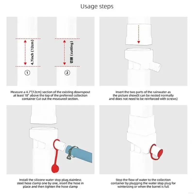 1 ensemble de déviateurs d'eau de pluie pour gouttières - Système de drainage de gouttière facile à installer avec tuyaux flexibles (14,1 po à 50,2 po)