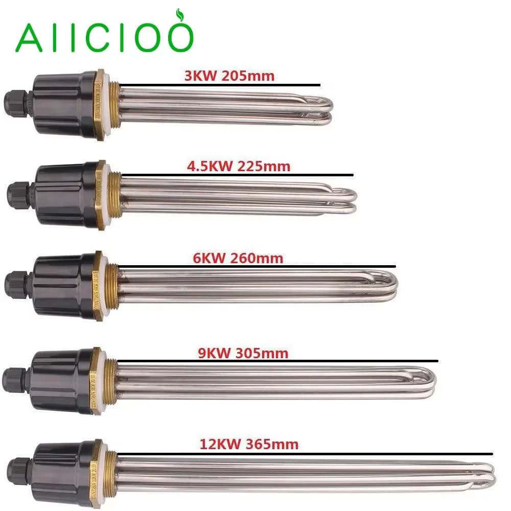 Élément chauffant AIICIOO 220V/380V, chauffe-eau immergé DN32/DN40, chauffe-eau de piscine SUS304, 3kw/4.5kw/6kw/9kw/12KW