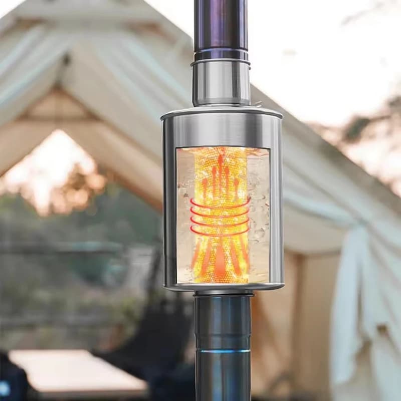 Chaudière à foyer, chauffe-eau de camping en acier inoxydable 304 pour poêle à bois, poêle de tente pour tuyau de 60 mm