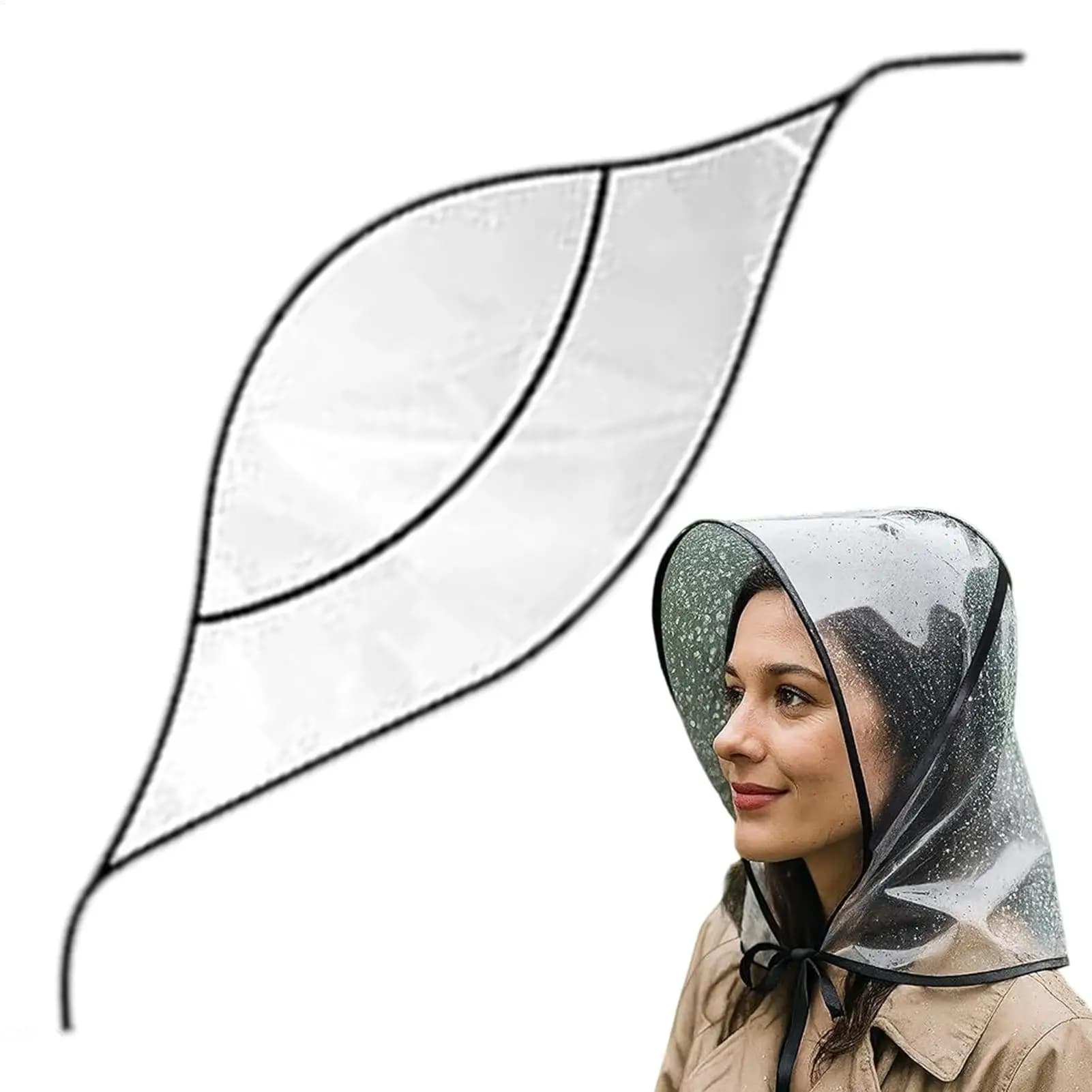 Chapeau de pluie transparent réutilisable imperméable à large bord pour femme, idéal pour les activités de plein air, la randonnée, le jardinage, le shopping, la plage et la protection contre le vent