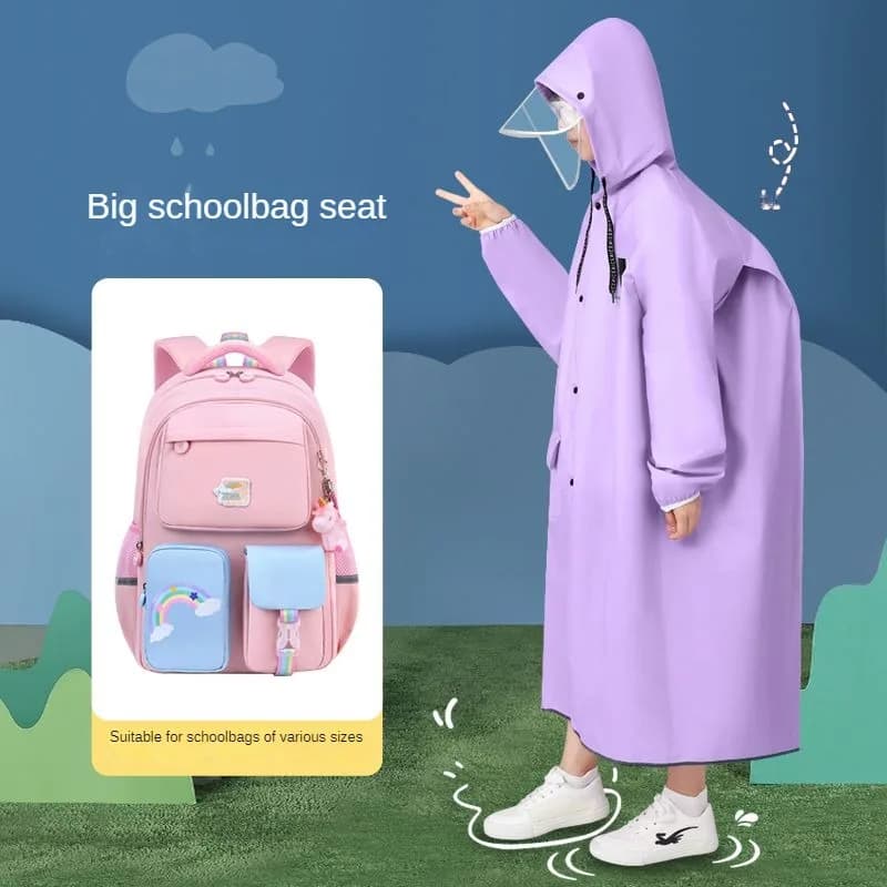 Poncho Imperméable Long pour Femme, Manteau de Pluie pour Garçons et Bol, Imperméables pour Enfants, Étudiants avec Sacs à Dos