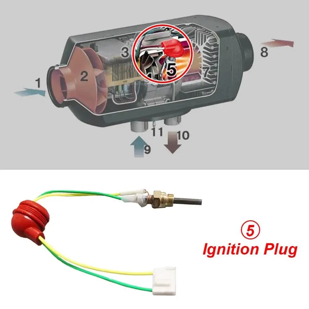Bougie de préchauffage de chauffage Diesel 12V, bougie en céramique avec clé pour systèmes de chauffage, allumage rapide, Performance Stable, chauffage d'hiver
