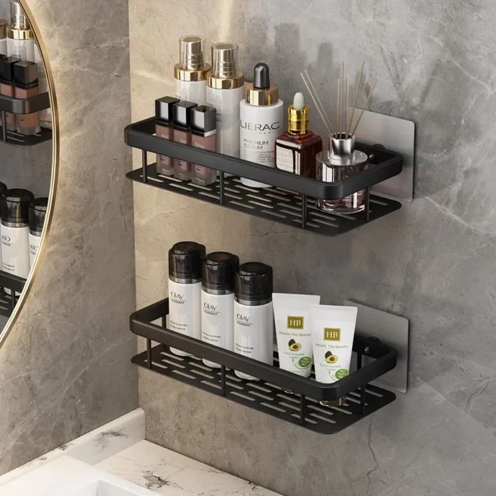 Support de douche mural de grande capacité, sans perçage, pour salle de bain, cuisine, gain de place, installation facile, magasin de produits de toilette, cosmétiques