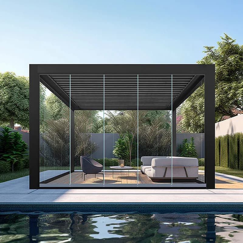 Pergola de jardin extérieure en aluminium étanche avec toit