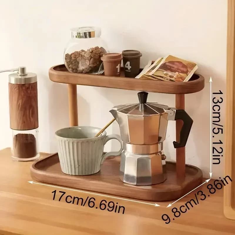 YUZI – étagère de rangement en bois à 2 niveaux, organisateur de bureau, présentoir de bureau, coiffeuse, support de rangement de cosmétiques