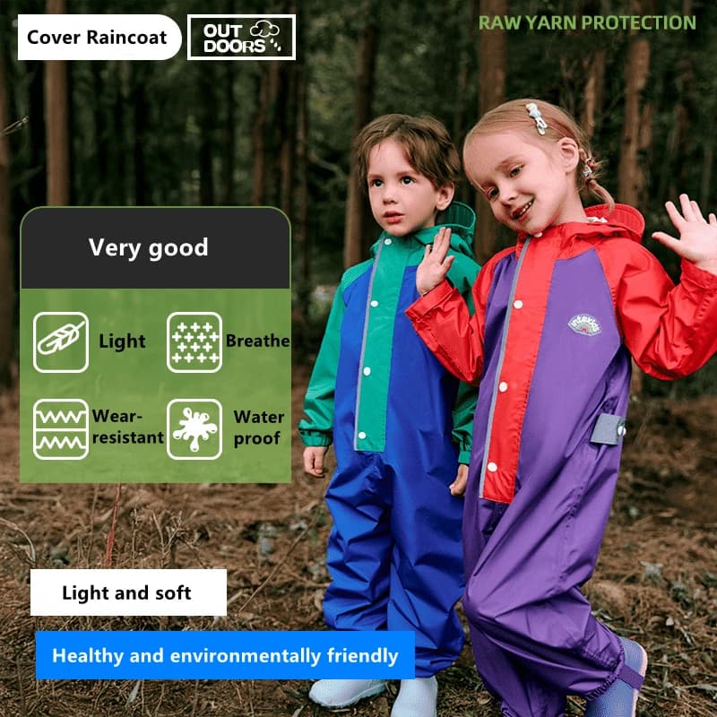 Imperméable pour enfants, combinaison imperméable à capuche pour garçons et filles, design créatif de dessin animé, vêtements de pluie et pantalons pour enfants de 1 à 10 ans